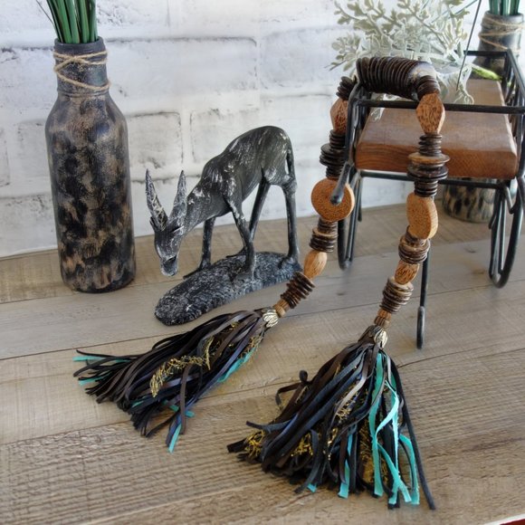 African Decor Animal Print Bead Garland Tribal Beaded Tassle Safari Bead Garland - Picture 4 of 4